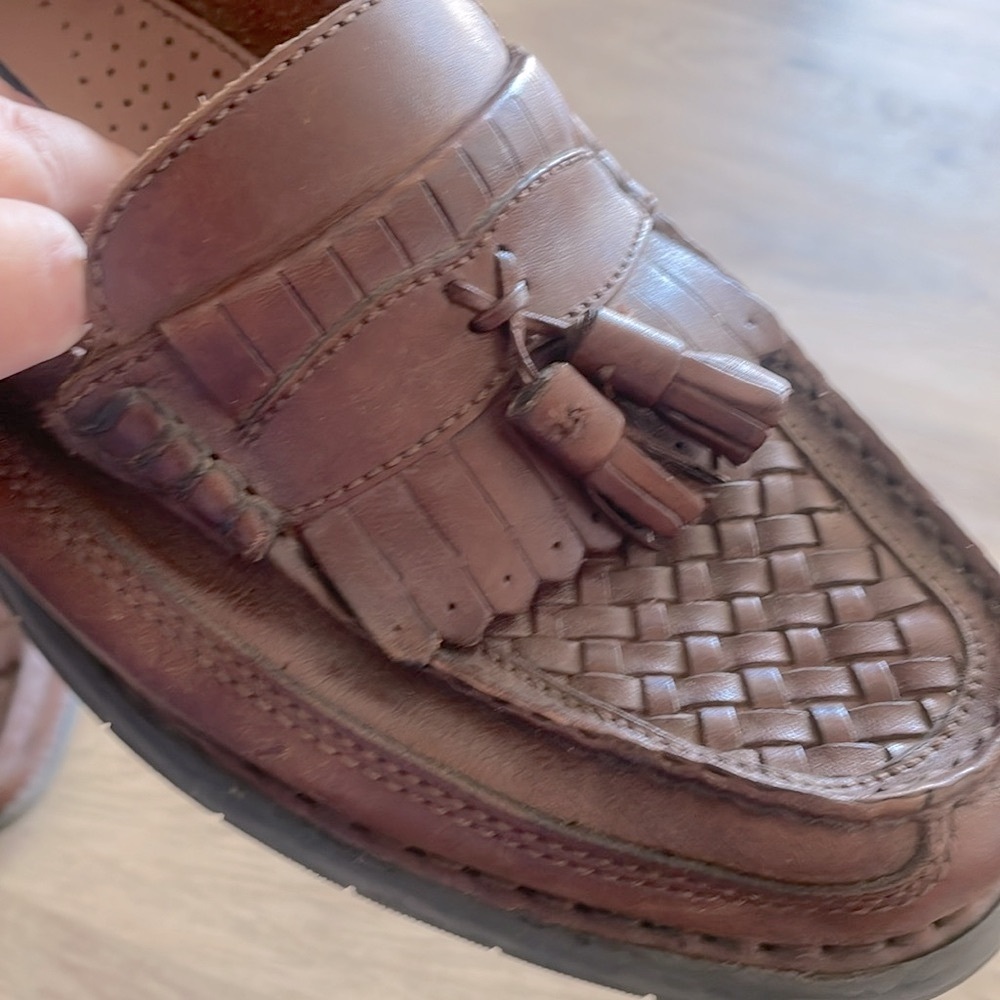 Giorgio Brutini Brown woven leather Loafers with Tassels size 12 m - Picture 5 of 9